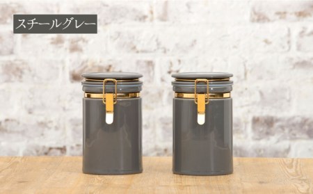 【美濃焼】コーヒーキャニスター200 2個セット ゴールドリング アイボリー×スチールグレー【ZERO JAPAN】保存容器 コーヒー豆 紅茶 緑茶 日本茶 陶器 密閉 密封 遮光 コーヒー 豆 粉 