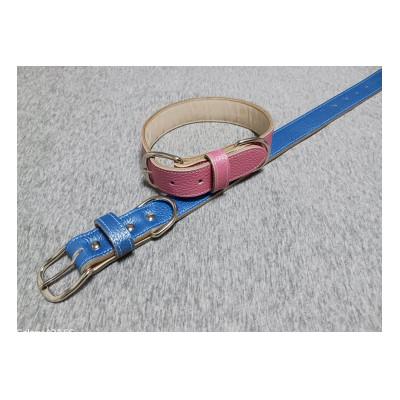 ふるさと納税 豊能町 ペット用品(首輪) 牛革シボ型押しラメカラー・ブルー首輪#21 |  | 01