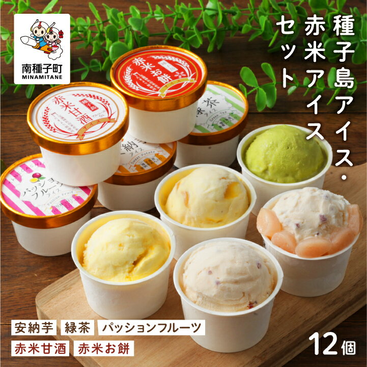 【ふるさと納税】 種子島 アイス ＆ 赤米 アイス セット 12個 乳化剤・安定剤不使用 アイス スイーツ おやつ お菓子 食品 グルメ お取り寄せ おすそわけ 人気 おすすめ ギフト 返礼品 南種子町 鹿児島 かごしま 【有限会社新栄物産】