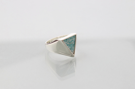 【1点もの】天然石トライアングルシルバーリング19号 ＜IVXLCDM＞ メンズジュエリー アマゾナイト R828-SV