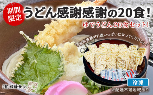 
うどん 感謝感謝の20食！ 期間限定 ！ 冷凍 ゆでうどん 20食セット! 家族皆様でお腹いっぱいになってください！
