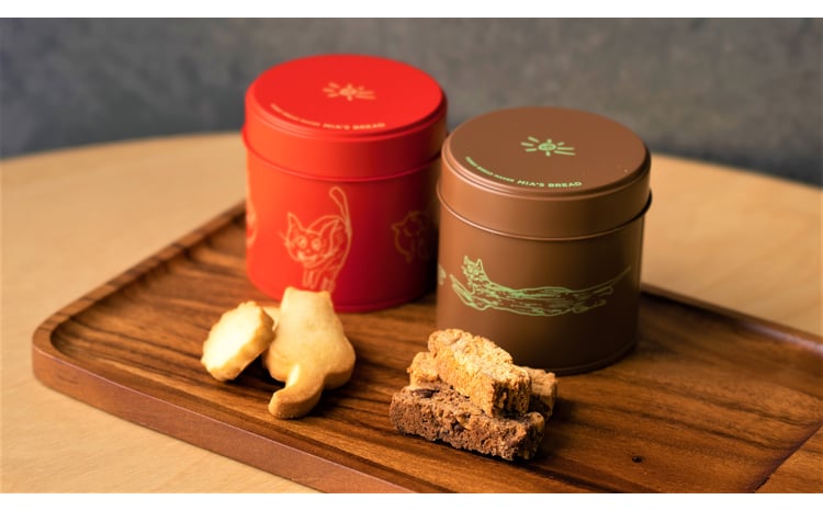 【ふるさと納税】 ミアズブレッドのクッキー缶セット（猫のイラストの特別缶とギフトBOX）クッキー クッキー缶 サブレ缶 ビスコッティ缶 お菓子 ギフト 返礼品 奈良市 なら