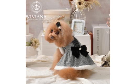 ドッグウェア「VIVIANA」千鳥格子ファーワンピース　/　White