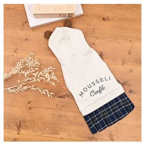 くまみみプリーツスカートワンピース ドッグウェア くま耳 フード チェック柄【ココアトワ(cocoAtoi)】 Ｌ