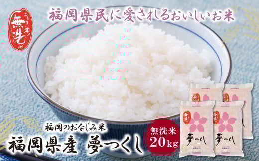 W17-15 令和7年産 無洗米 福岡県産・夢つくし20kg お米 米 こめ コメ ブランド米 白米 人気 おすすめ 無洗米 ゆめつくし 福岡県産米 食料品 福岡県