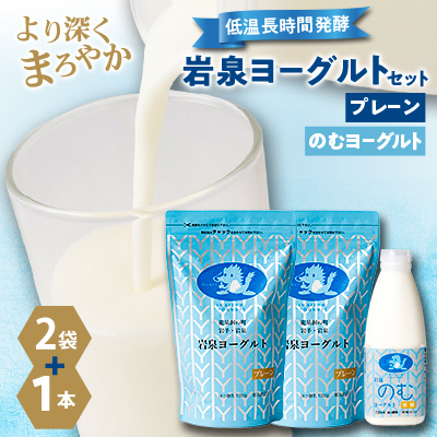 岩泉ヨーグルト(プレーン1kg×2袋)・のむヨーグルト(720ml×1本)セット【配送不可地域：離島】