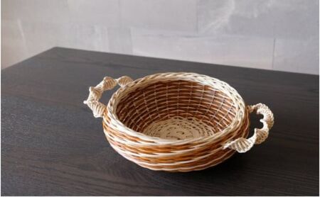 籐かごのみかんかご（ブラウン系）[カラーラタン彩都] 雑貨 日用品 福祉用品 