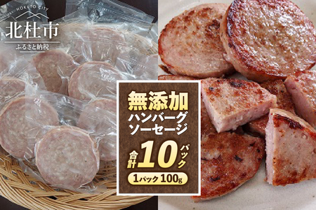 無添加ハンバーグソーセージ（100g×10パック入り） ハンバーグ ソーセージ ウインナー 無添加 10パック バーベキュー キャンプ パーティー 手作り フランク オールポーク 豚肉100％ 天然腸 山梨県 白州 北杜市