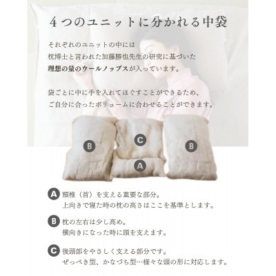 【自然素材 ヘンプ100%】全部洗えて高さ調整可能な枕 ヘンプねいるケアあんみん枕 専用カバー付【1420231】