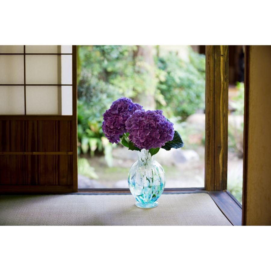 ＜津軽びいどろ＞龍飛岬 紫陽花 壺花器