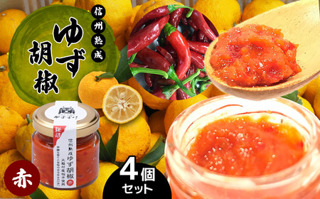全て手仕事で仕込んだ　天龍村特産 信州熟成ゆず胡椒 [赤] 4個セット