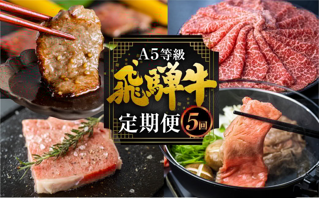 
                  飛騨牛づくし定期便 5回 2人前 肉 定期便 飛騨牛 5等級 しゃぶしゃぶ すき焼き ステーキ 焼肉 お楽しみ定期便 5ヵ月 もも うで 食べ比べ 国産牛 国産 牛肉 肉 厳選 熟成 肉の沖村 飛騨市 
                