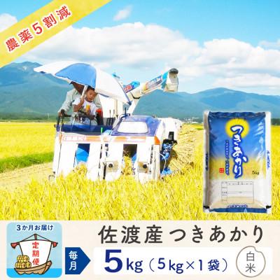 ふるさと納税 佐渡市 【毎月定期便】佐渡島産つきあかり 白米5Kg 〜農薬5割減〜　農家直送全3回