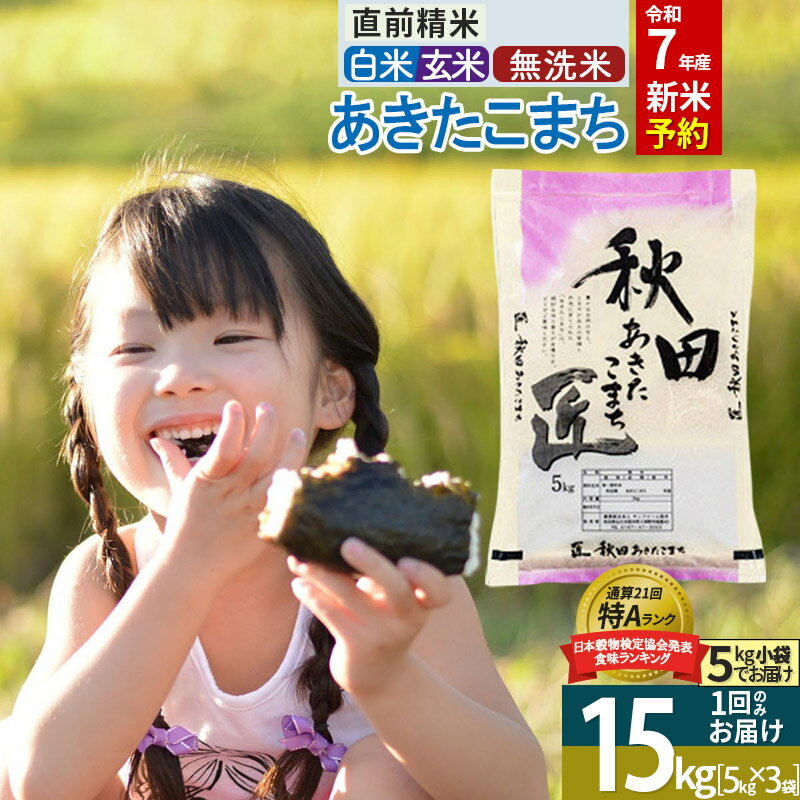 【ふるさと納税】【白米／玄米／無洗米】※R7新米予約※秋田県産 あきたこまち 15kg (5kg×3袋) 令和7年産 15キロ お米 新米
