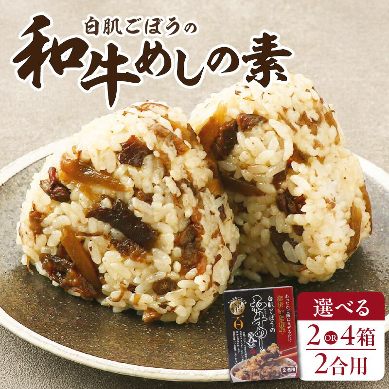 【ふるさと納税】白肌ごぼうの和牛めしの素 【選べる内容量】 2箱セット 4箱セット おおいた和牛 牛蒡 戸次産 混ぜご飯 具沢山 簡単調理 手軽 混ぜるだけ 昔ながらの味わい 贈り物 九州醤油 食品 常温保存 K03033 K03034