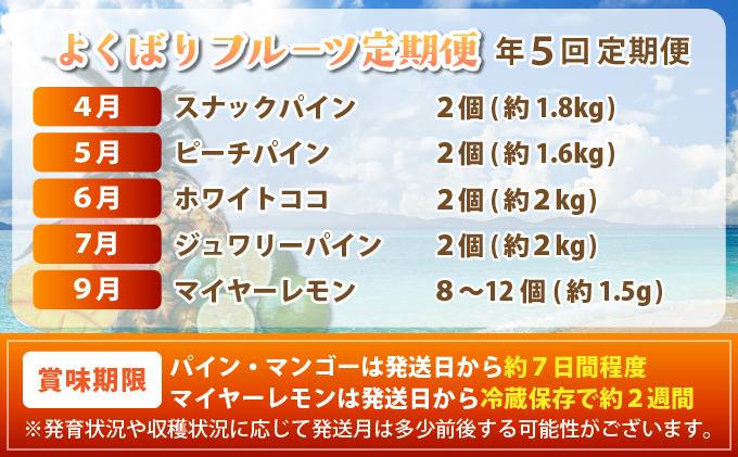 《年5回発送》パイナップル好きにおすすめ！大満足のパイナップル4品種＆マイヤーレモン定期便《2027年4月以降発送》TF-068-t05