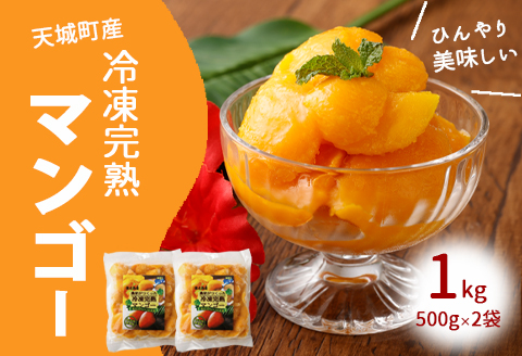 【鹿児島県天城町】天城町産 冷凍 完熟 マンゴー 1kg（500g×2袋） 冷凍マンゴー フルーツ