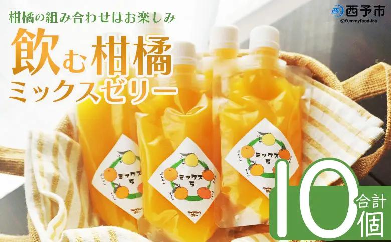 ＜つるんと食感の飲む柑橘ミックスゼリー 10個＞『1か月以内に順次発送予定』果物ゼリー くだもの ゼリー パウチ みかん 蜜柑 デザート スイーツ おやつ のむ ストレート 果汁 100％ 食感 ぷるぷる お楽しみ 渡江から一歩を踏み出す会 愛媛県 西予市 【常温】ATI0051
