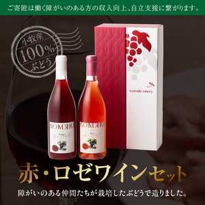 小牧ワイナリ―　赤・ロゼワイン２本セット（小牧産ぶどう100％使用）[026A11]軽口ワイン 甘口ワイン 葡萄 ぶどう ブドウ マスカット・ベーリーA 国産ワイン 酒 飲料 アルコール ギフト 贈り