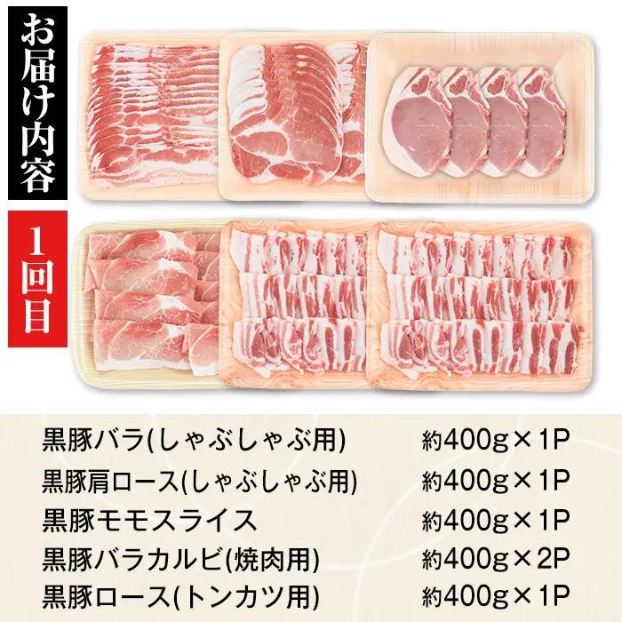 ＜定期便・全3回(隔月)＞極上セットD かごしま黒豚 ふるさと定期便 豚肉 国産【和田養豚】E02004