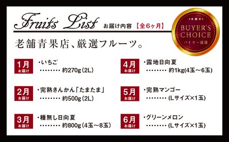 《2025年発送先行予約》【数量・期間限定】青果店厳選！「6ヶ月お届け！くだもの定期便Vol.1」 青果物 果物 フルーツ