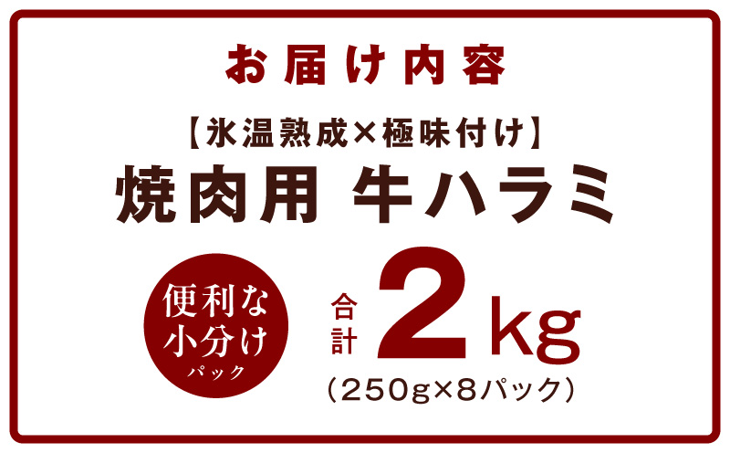 【氷温熟成×極味付け】牛肉 ハラミ 2kg（250g×8P） mrz0387