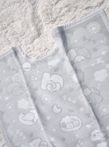 クリ衿 ベビー綿毛布(毛羽部分) 宇宙柄 グレー 85×115cm 毛布の町泉大津市産 [3349]