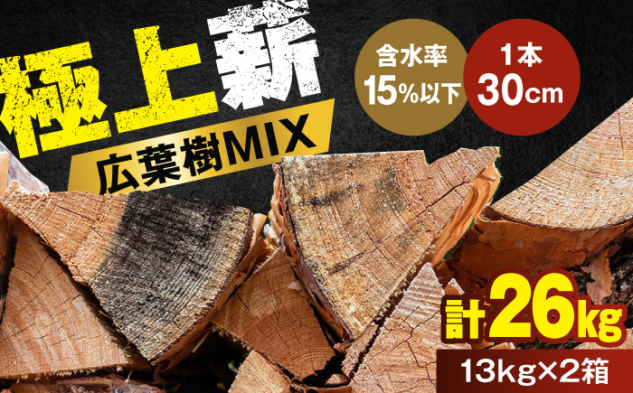 人工乾燥薪 広葉樹MIX 計26kg（約13kg×2箱） 薪 日田市 / 株式会社日田中央木材市場 [ARCK001]