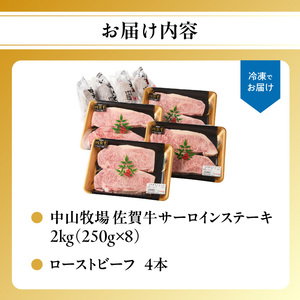 【最速配送】佐賀牛サーロインステーキ 2kg + ローストビーフ 4本｜ステーキ ステーキ ステーキ ステーキ ステーキ【C086】
