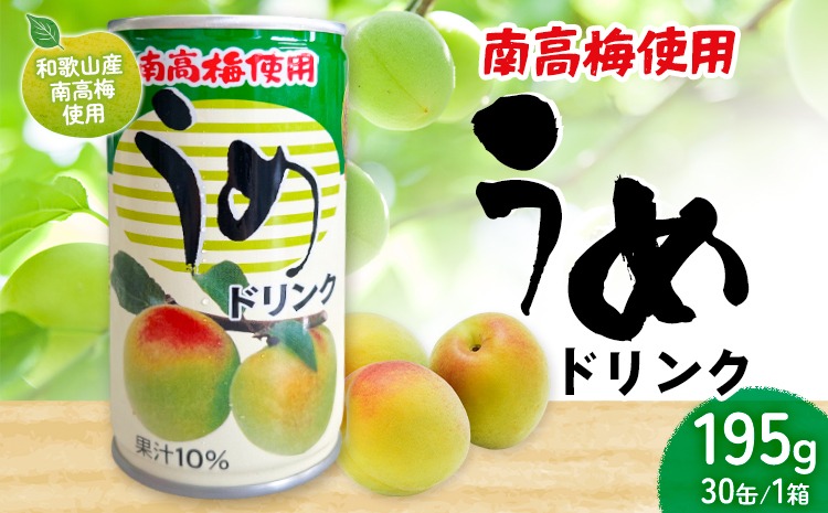 和歌山産 南高梅使用 うめドリンク 果汁10% 30缶 195g/1缶 南海果工株式会社《90日以内に出荷予定(土日祝除く)》和歌山県 日高川町 ジュース 梅 うめ ウメ 送料無料---wshg_nkka8_90d_23_15000_30---