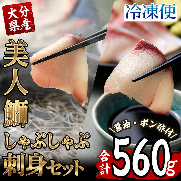 【ふるさと納税】大分県産 美人鰤 刺身・しゃぶしゃぶセット (合計560g・刺身100g×2皿、しゃぶしゃぶ180g×2皿、醤油ダレ30ml×2個、ポン酢30ml×2個) 鰤 ブリ 鮮魚 冷凍 養殖 国産 大分県 佐伯市【GO009】【水元】