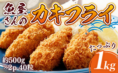 カキフライ 約1000ｇ（約500ｇ×2）40粒 牡蠣フライ かきフライ　RZ002 