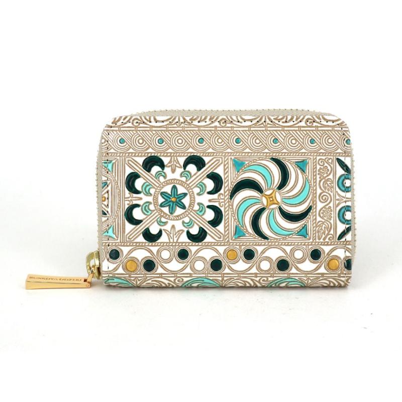 【ふるさと納税】【文庫屋大関】ファスナー 小銭入れ 錦紗＜緑＞【皮革工芸品】財布 牛革 コンパクト 東京　お届け：発送可能時期より順次配送