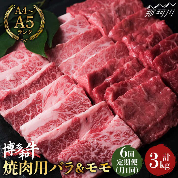 【ふるさと納税】【全6回定期便】博多和牛 牛肉 焼肉 バラ モモ 500g ＜肉のくまもと屋＞那珂川市 | 父の日 定期便 牛肉 肉 黒毛和牛 ブランド牛 国産 BBQ バーベキュー 和牛 焼肉用 九州産 お肉 肉 [GBI042] 90000 90000円 9万円 以上