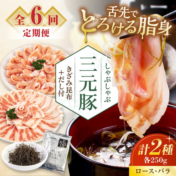 【ふるさと納税】 定期 三元豚 しゃぶしゃぶセット 500g ロース・バラ ▼ 全6回 定期便 だし・昆布付き 《喜茂別町》【平田牧場】 肉 豚肉 ロース バラ ロース肉 バラ肉 しゃぶしゃぶ 鍋 お鍋 冷凍配送 定期便 定期 北海道 平田牧場 おすすめ [AJAP016] 66000 66000円