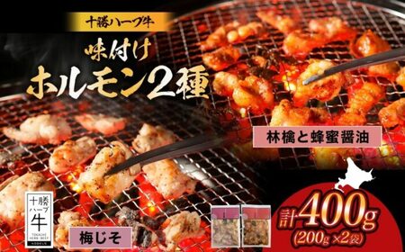 北海道 十勝ハーブ牛 味付けホルモン2種×各200g（林檎と蜂蜜醤油・梅じそ）ホルモン ホルモン ホルモン ホルモン[BEBB065]