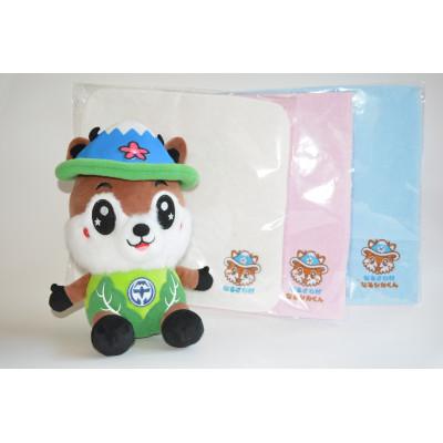 ふるさと納税 鳴沢村 なるシカくん ぬいぐるみ 今治タオルハンカチ3色セット
