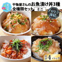 【ふるさと納税】干物屋さんの漬け丼 全種類セットミニ【急速冷凍】（プロトン凍結） [A-022019]|詰め合わせ ギフト お中元 海 父の日 セット 魚 冷凍 プロトン冷凍 凍結 小分け ご飯のお供 おつまみ お歳暮 お弁当 酒の肴 保存食 おかず 魚介類 送料無料