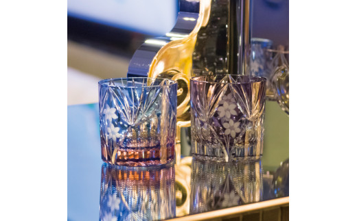 江戸切子 花籠文様 ミニオールド ムラサキ M-3067-V