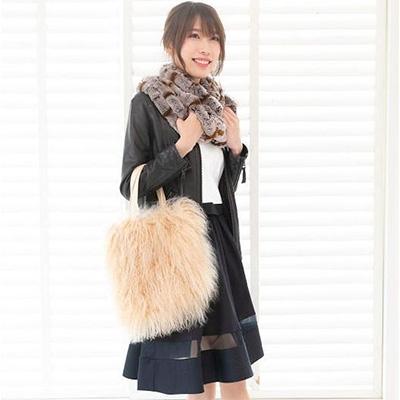 ふるさと納税 御坊市 くるくるチベットラム毛皮手提げバッグ(ベージュ) |  | 02