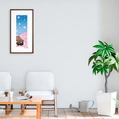ふるさと納税 綾部市 ＼注目の和紙アート/ 【絵画】京の春(清水寺と桜)額装サイズ300mmx600mm　阿波紙 |  | 03