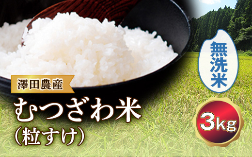 
令和5年産米 むつざわ米（粒すけ）無洗米 3kg 澤田農産 F21G-195
