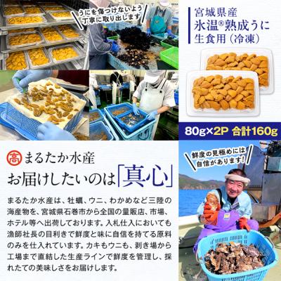 ふるさと納税 石巻市 氷温(R)熟成 冷凍 生うに 80g×2 合計160g ミョウバン不使用 まるたか水産 石巻市 |  | 03