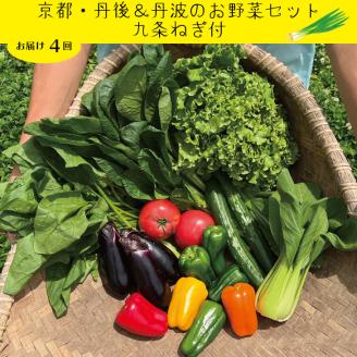 【定期便】合計4回お届け 九条ねぎ & 野菜詰め合わせ 有機野菜・京野菜の『京都やおよし』亀岡・京丹後産 オーガニック 有機JAS 栽培期間農薬不使用 ※着日指定不可 ※北海道・沖縄・離島への配送不可