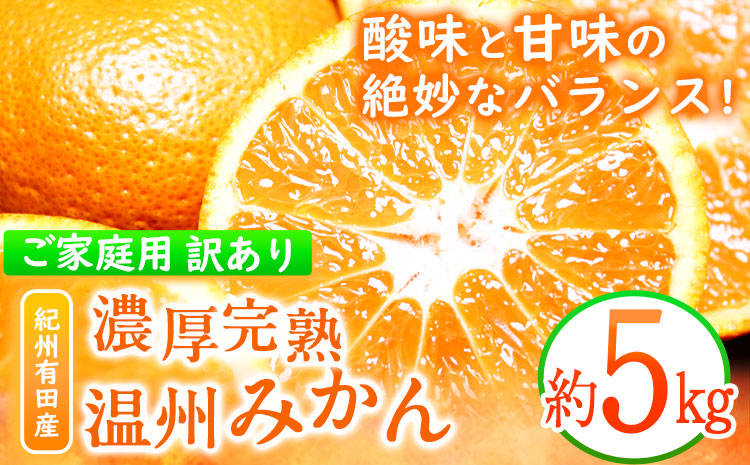 【先行予約】【ご家庭用訳アリ】 紀州有田産 濃厚完熟温州みかん 約5kg 魚鶴商店《2025年11月下旬-2026年2月上旬頃出荷予定》 和歌山県 日高町 みかん 温州みかん 完熟 濃厚 柑橘 ご家庭用---wsh_utshkaum_l112_23_11000_5kg---