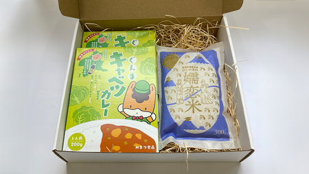 キャベツカレー セット( ぐんまキャベツカレー 2個＋ 嬬恋米 300g) レトルトカレー 2食分 2人前 キャンプ お試し 少量 小分け こめ ブランド米 米 白米 精米 受賞 皇室献上米 コメ 2