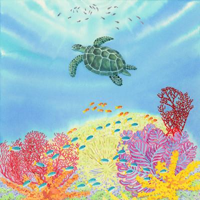 ふるさと納税 川口市 栗乃木ハルミ版画額装品「海のおさんぽ」 |  | 01