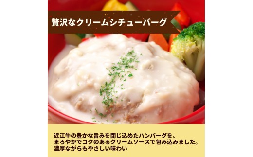 【レンジ対応可】 近江牛 入り ハンバーグまろやかやさしいクリームシチュー 12個×12回 12ヶ月定期便 岡喜