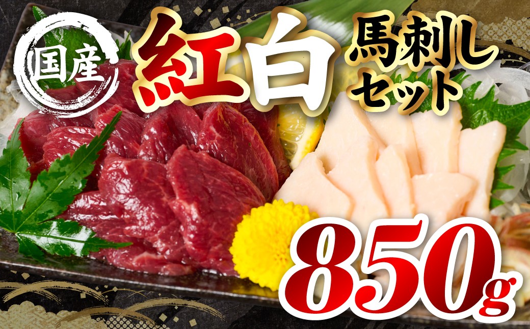 
                  国産 熊本肥育 紅白馬刺しセット 合計850g （赤身700g・コウネ150g） 馬肉 赤身 コウネ たてがみ 刺し身 刺身 新鮮 ヘルシー おつまみ 晩酌 贈り物 真空パック ブロック 冷凍 熊本県 八代市
                