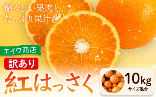 訳あり 紅はっさく サイズ混合 10kg エイワ商店《2月中旬-3月中旬頃出荷》和歌山県 日高川町 送料無料 八朔 柑橘類 フルーツ 果物 柑橘 ご家庭用